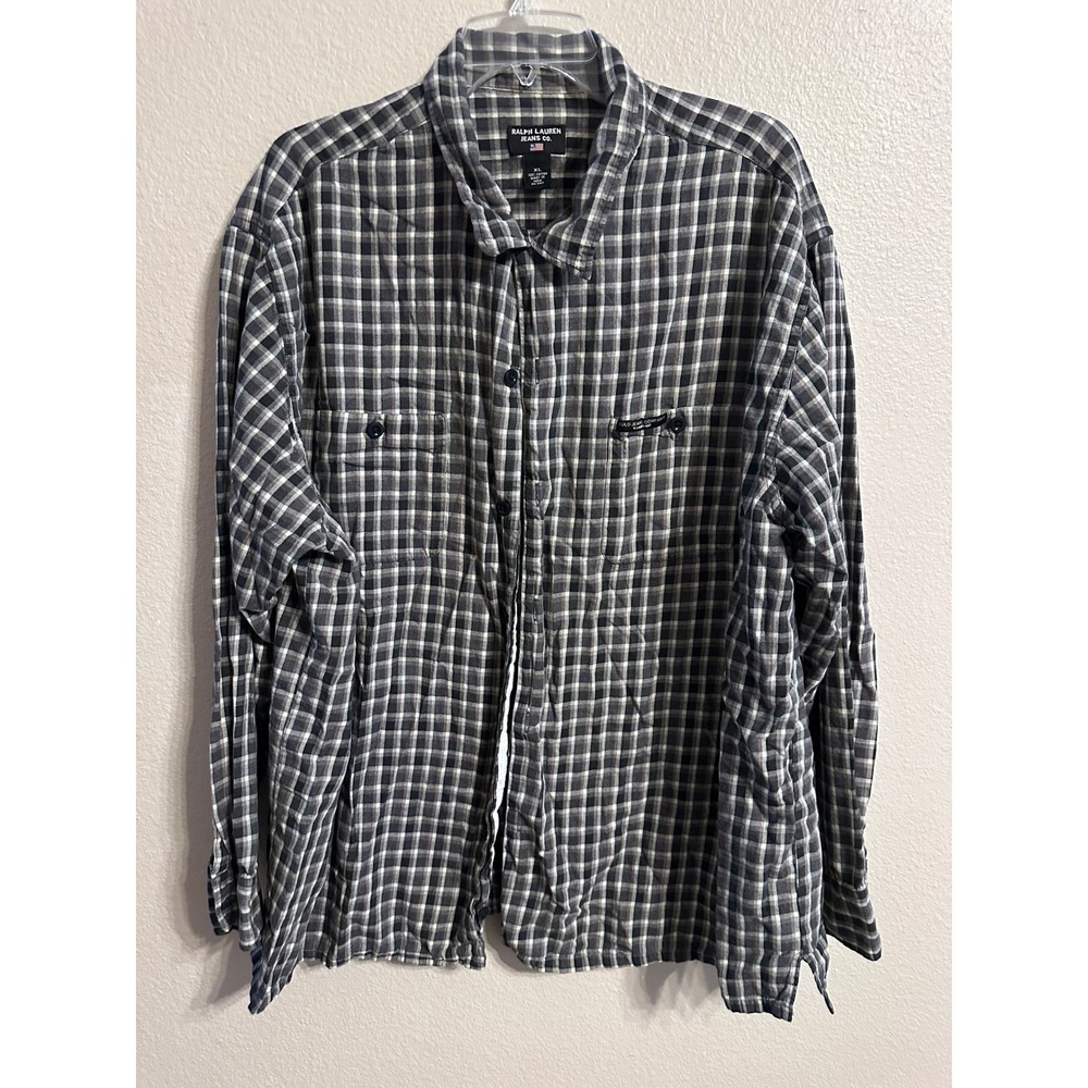 Ralph‎ Lauren Jeans Co. XL Plaid Flannel Shirt Long Sleeve Button Down Mens